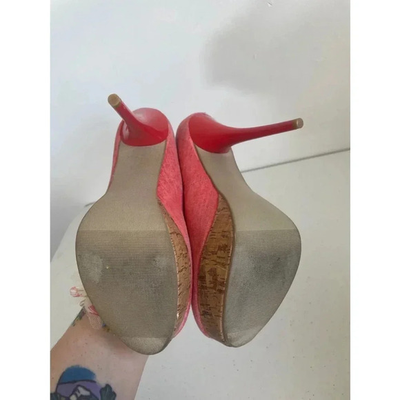 Women's‎ Diva Lounge Pink Floral Platform 6” High Heels Size 8.5 EUC! - Picture 8 of 8